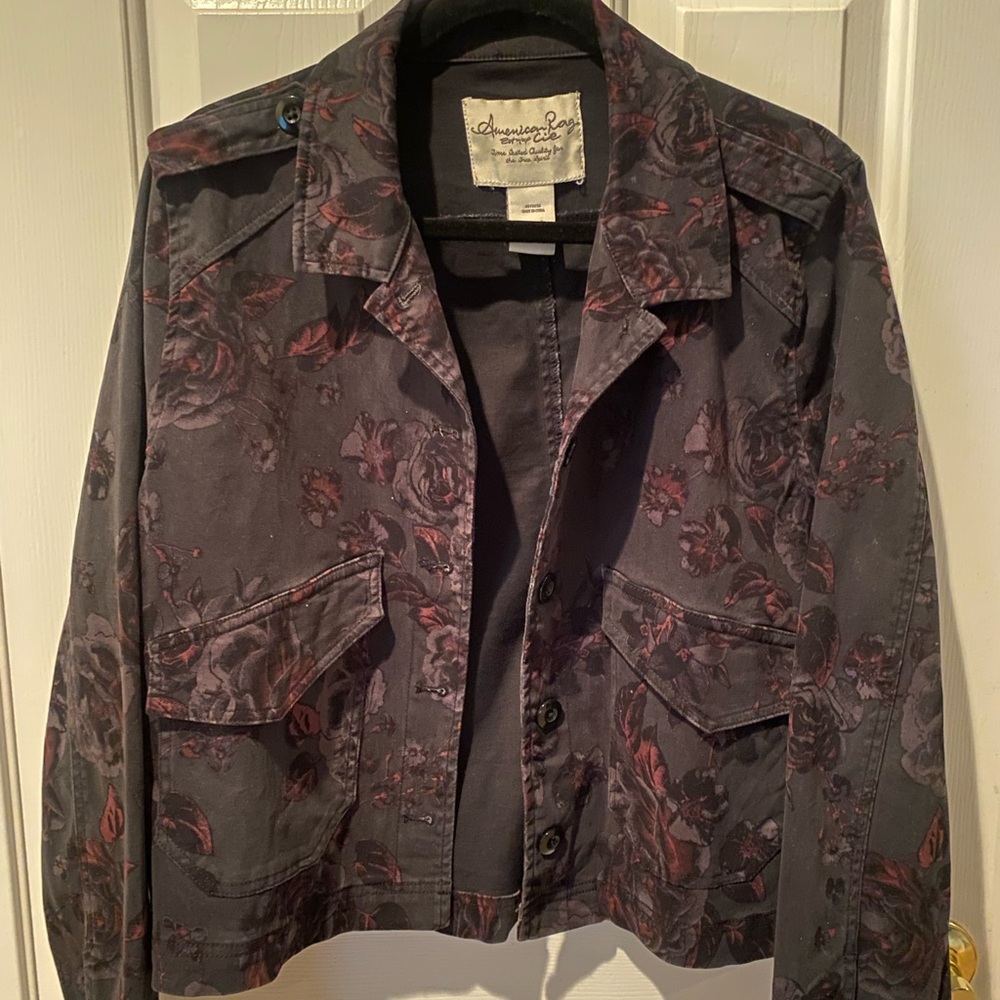 American Rag Dark Floral Utility Jacket